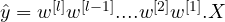 \hat{y}=w^{[l]}w^{[l-1]}....w^{[2]}w^{[1]}.X