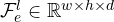 \mathcal{F}_e^{l}\in \mathbb{R}^{w\times h\times d}