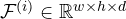 \mathcal{F}^{(i)}\in\mathbb{R}^{w\times h\times d}