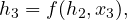  \begin{equation*} h_3=f(h_2,x_3), \end{equation*} 
