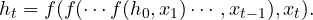  h_t=f(f(\cdots f(h_0,x_1)\cdots,x_{t-1}),x_t). 